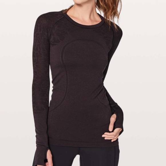 lululemon athletica Tops - Lululemon Swiftly Tech Women’s Long Sleeve Black Cherry Crew, Size 6